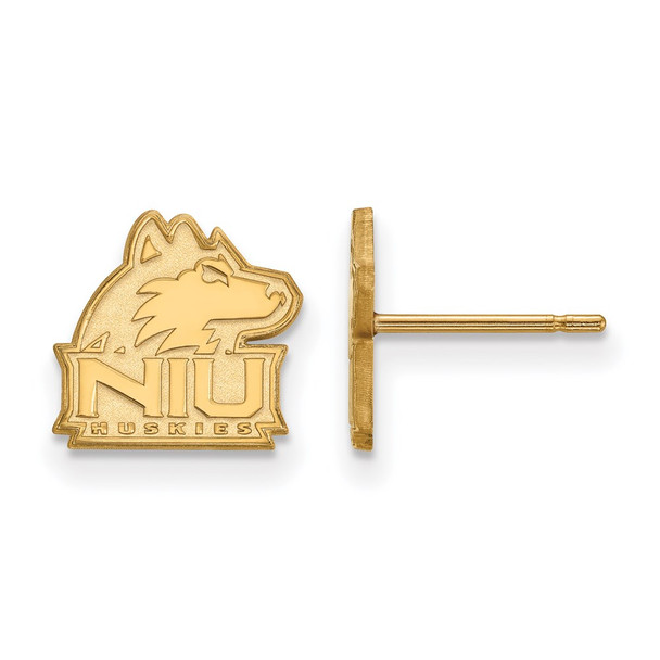 Sterling Silver Gold-plated LogoArt Northern Illinois University N-I-U Huskies Extra Small Post Earrings