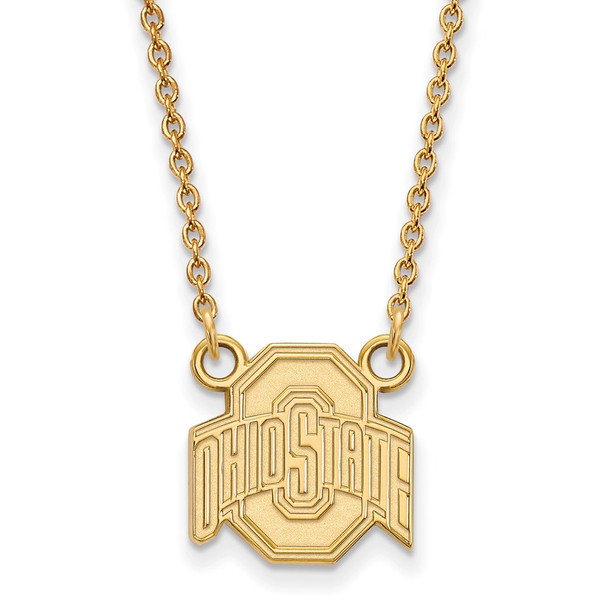 Sterling Silver Gold-plated LogoArt The Ohio State University Small Pendant 18 inch Necklace