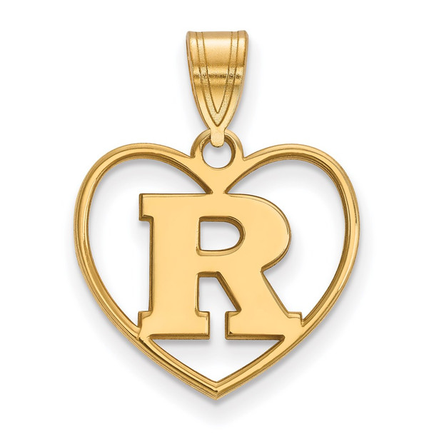 Sterling Silver Gold-plated LogoArt Rutgers University Letter R Heart Pendant