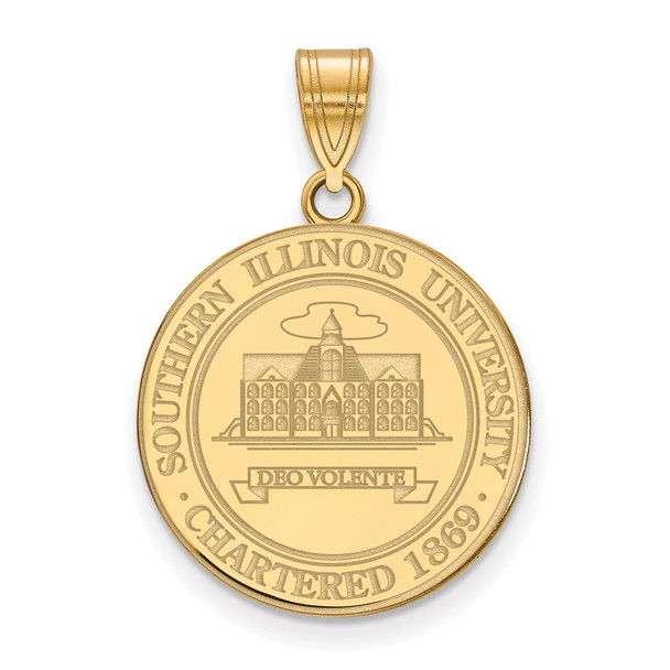 Sterling Silver Gold-plated LogoArt Southern Illinois University Large Crest Pendant