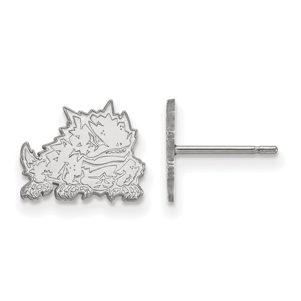 Sterling Silver Rhodium-plated LogoArt Texas Christian University Horned Frog Extra Small Post Earrings