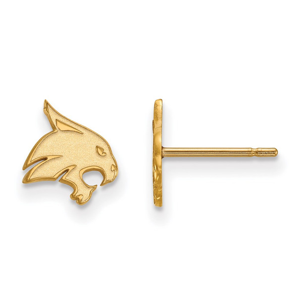 10k Gold LogoArt Texas State University Bobcat Extra Small Post Earrings