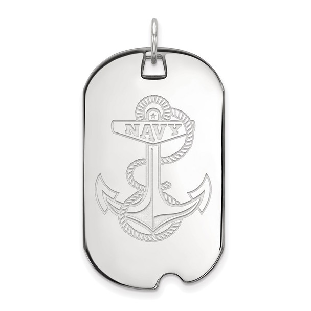 10k White Gold LogoArt US Naval Academy Anchor Large Dog Tag Pendant