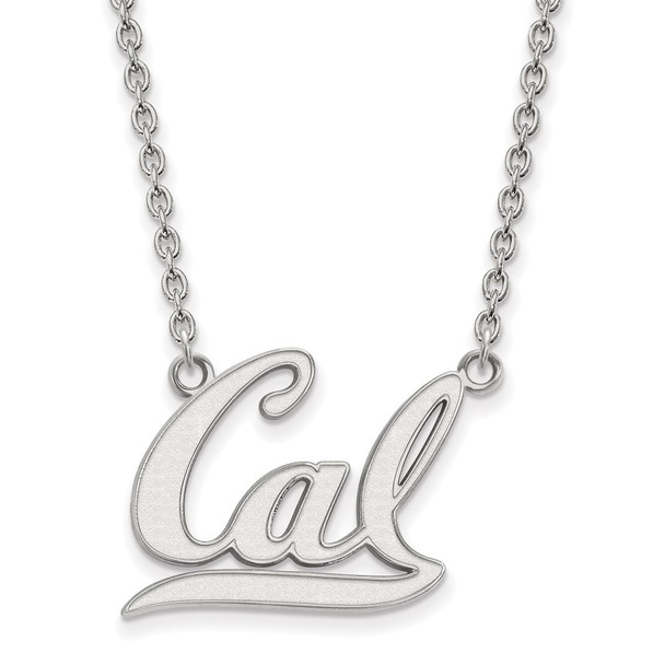 10k White Gold LogoArt University of California Berkeley Large Pendant 18 inch Necklace