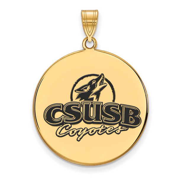 Sterling Silver Gold-plated LogoArt California State University San Bernardino Coyotes Extra Large Enameled Disc Pendant