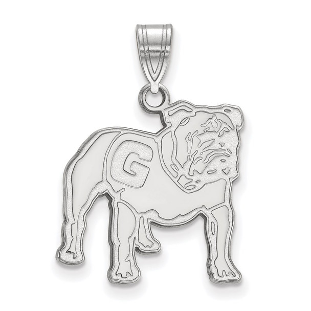 Sterling Silver Rhodium-plated LogoArt University of Georgia Bulldog Large Pendant SS061UGA