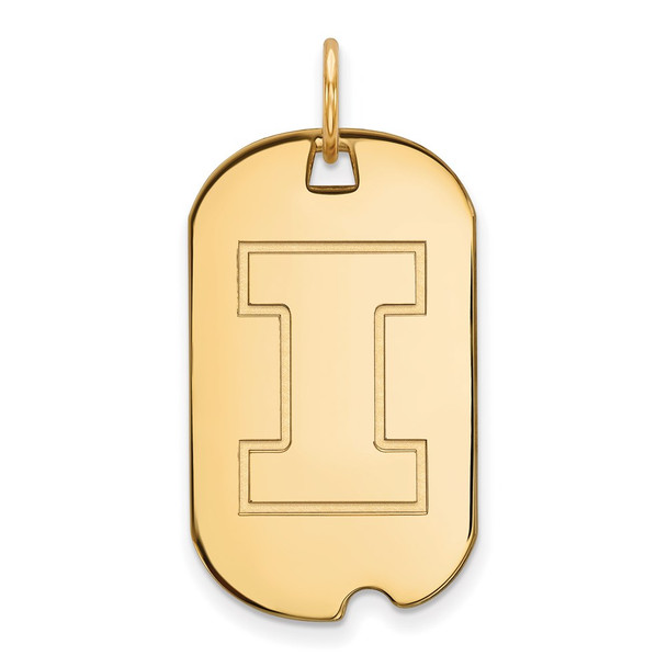 Sterling Silver Gold-plated LogoArt University of Illinois Letter I Small Dog Tag Pendant