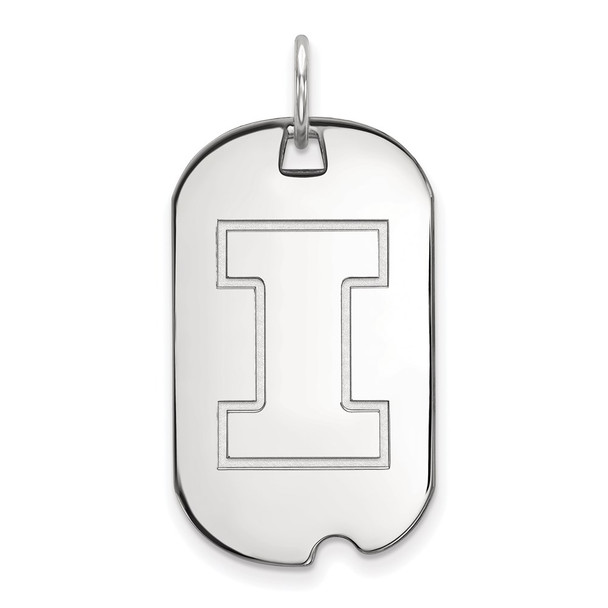 Sterling Silver Rhodium-plated LogoArt University of Illinois Letter I Small Dog Tag Pendant