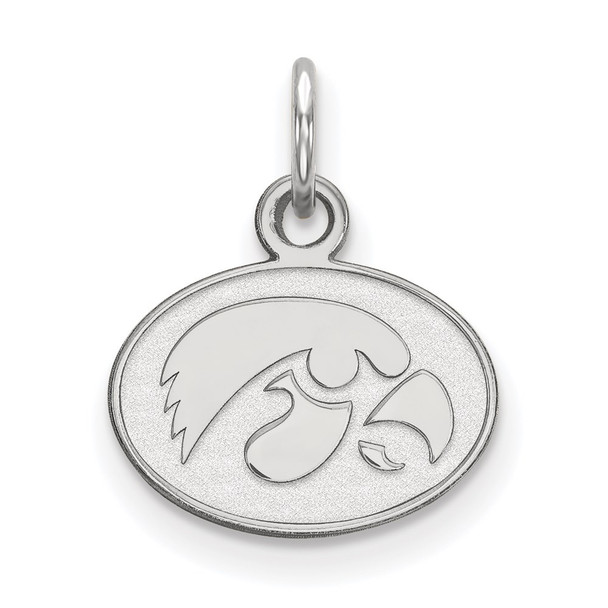 14k White Gold LogoArt University of Iowa Hawk Extra Small Oval Pendant