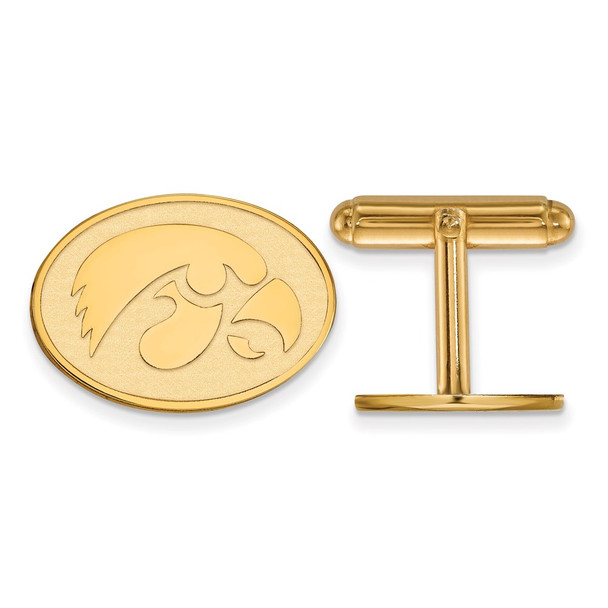 Sterling Silver Gold-plated LogoArt University of Iowa Hawk Oval Cuff Links