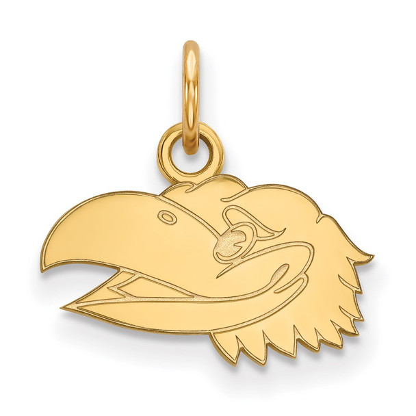 Sterling Silver Gold-plated LogoArt University of Kansas Jayhawk Extra Small Pendant GP039UKS