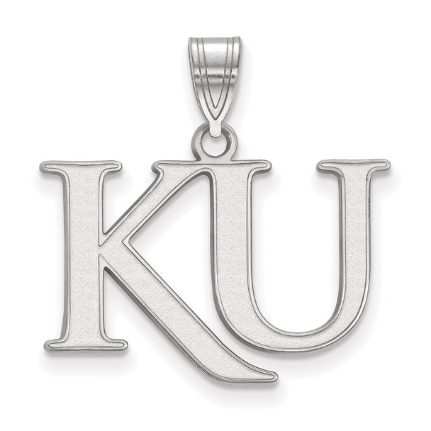 Sterling Silver Rhodium-plated LogoArt University of Kansas K-U Medium Pendant