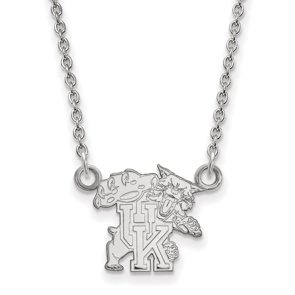 10k White Gold LogoArt University of Kentucky U-K Wildcat Small Pendant 18 inch Necklace