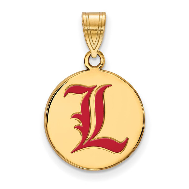 Sterling Silver Gold-plated LogoArt University of Louisville Letter L Medium Enameled Disc Pendant