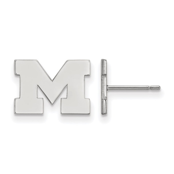 14k White Gold LogoArt University of Michigan Letter M Extra Small Post Earrings