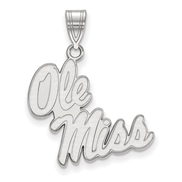 Sterling Silver Rhodium-plated LogoArt University of Mississippi Ole Miss Large Pendant