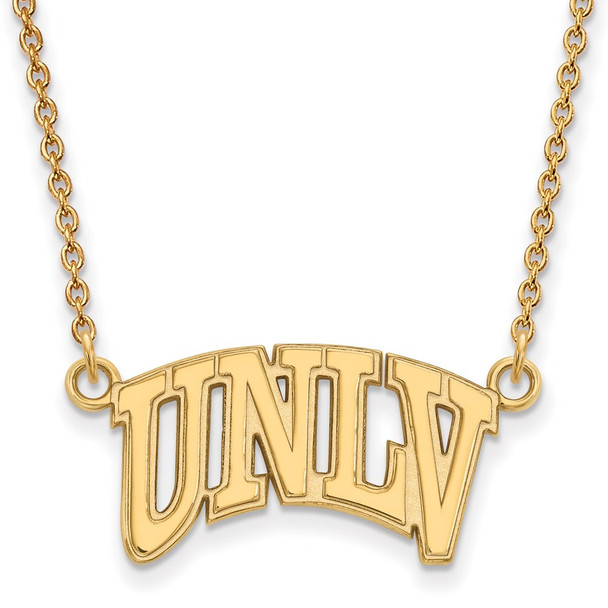 Sterling Silver Gold-plated LogoArt University of Nevada-Las Vegas U-N-L-V Small Pendant 18 inch Necklace