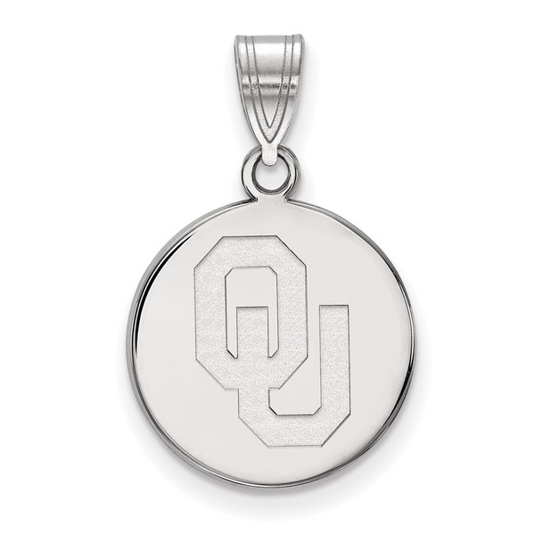 10k White Gold LogoArt University of Oklahoma O-U Medium Disc Pendant