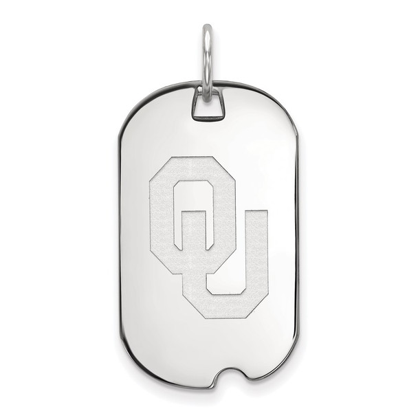 14k White Gold LogoArt University of Oklahoma O-U Small Dog Tag Pendant