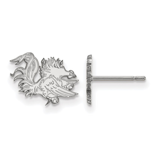 10k White Gold LogoArt University of South Carolina Gamecock Extra Small Post Earrings