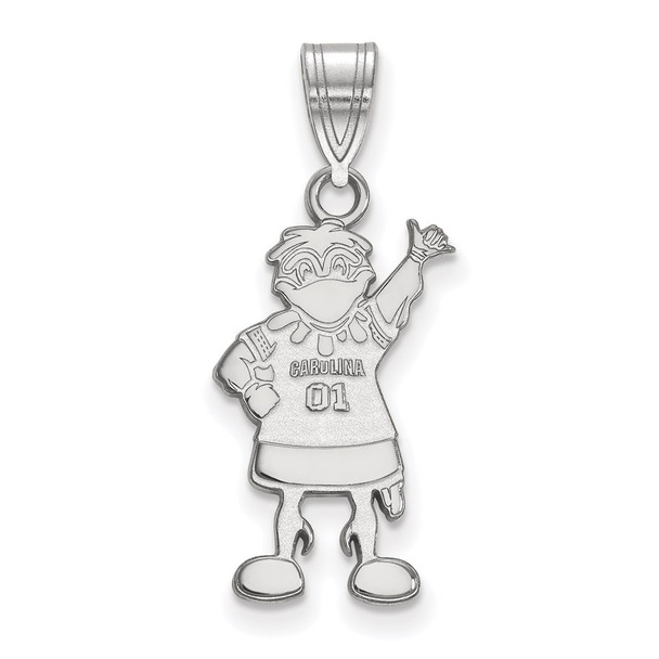 Sterling Silver Rhodium-plated LogoArt University of South Carolina Mascot Large Pendant