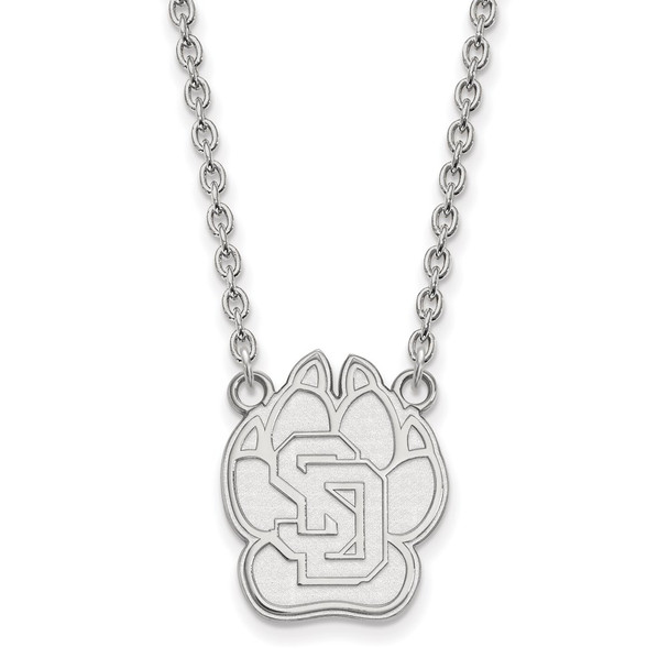 10k White Gold LogoArt University of South Dakota Large Pendant 18 inch Necklace 1W008USD-18