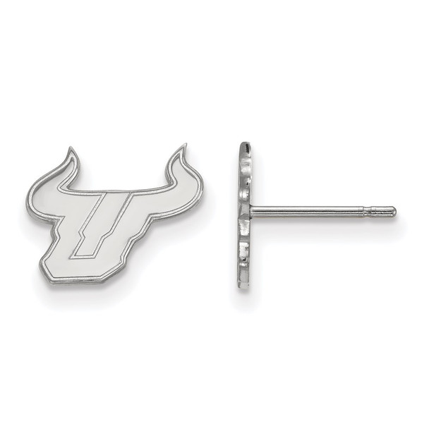 10k White Gold LogoArt University of South Florida Bull Extra Small Post Earrings