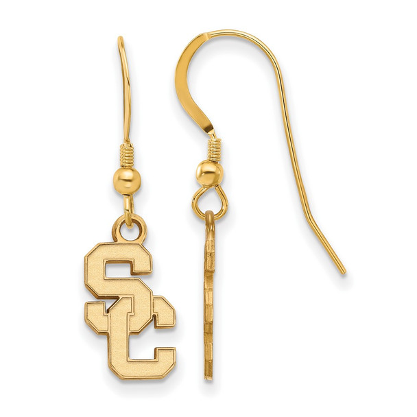 Sterling Silver Gold-plated LogoArt University of Southern California S-C Small Dangle Wire Earrings