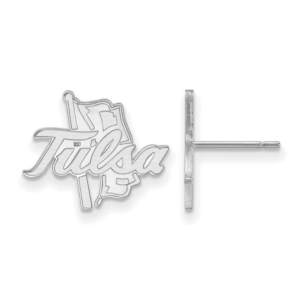 10k White Gold LogoArt University of Tulsa Small Post Earrings