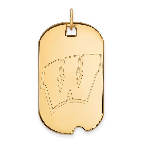 14k Gold LogoArt University of Wisconsin Letter W Large Dog Tag Pendant