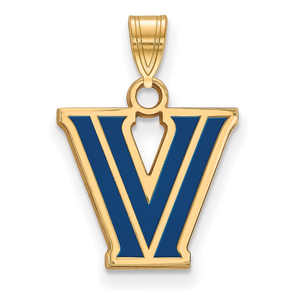 Sterling Silver Gold-plated LogoArt Villanova University Letter V Small Enameled Pendant