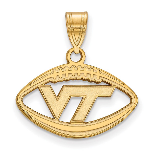 Sterling Silver Gold-plated LogoArt Virginia Tech V-T Football Pendant