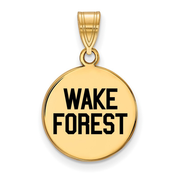 Sterling Silver Gold-plated LogoArt Wake Forest University W-F Deacon Medium Enameled Disc Pendant