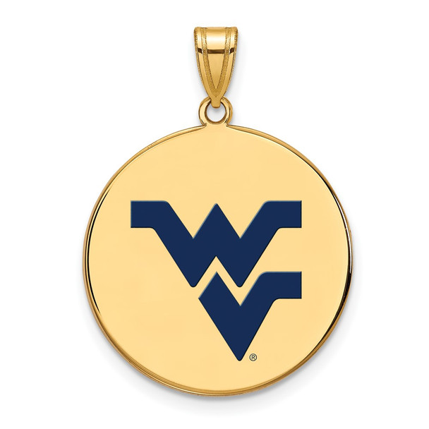 Sterling Silver Gold-plated LogoArt West Virginia University W-V Large Enameled Disc Pendant