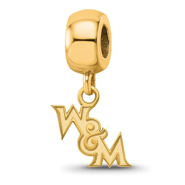 Sterling Silver Gold-plated LogoArt College of William and Mary Extra Small Dangle Bead Charm