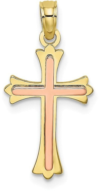 10k Yellow and Rose Gold Cross Pendant