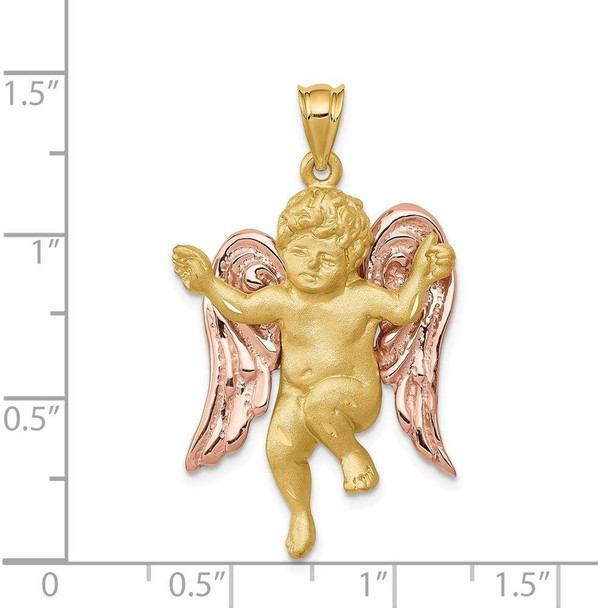 14k Yellow and Rose Gold Cherub Angel Pendant