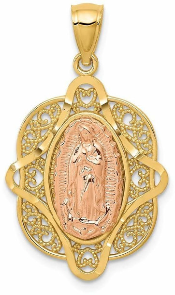 14k Yellow and Rose Gold Virgin Mary Pendant