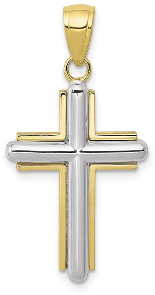 10k Yellow and White Gold Polished Cross Pendant