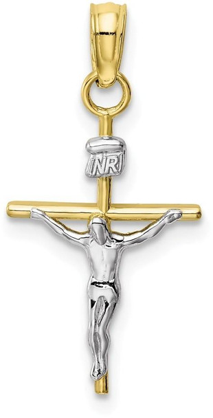 10k Yellow and White Gold INRI Crucifix Pendant