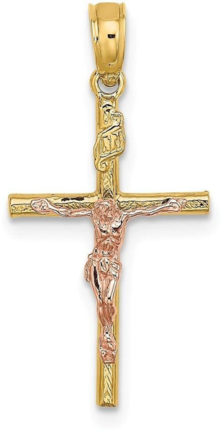 14k Two-Tone Gold Cross Crucifix Pendant