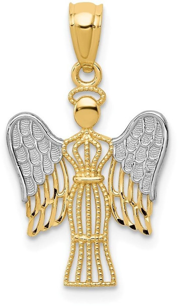 14k Yellow Gold and Rhodium Angel Pendant REL160