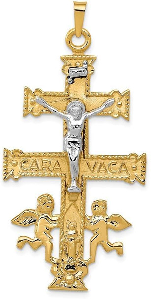 14k Yellow and White Gold Cara Vaca Crucifix Pendant C1427