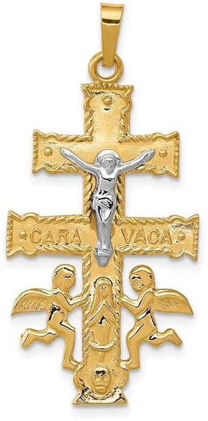 14k Yellow and White Gold Cara Vaca Crucifix Pendant XR282