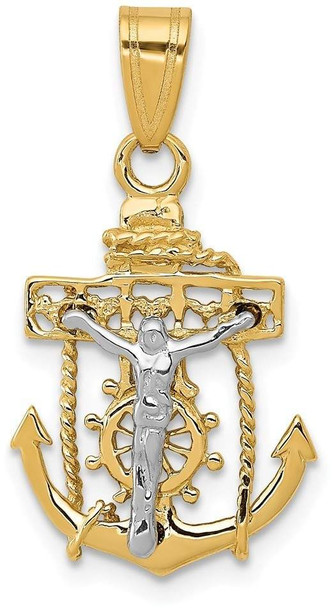 14k Yellow and White Gold Mariners Crucifix Pendant C810
