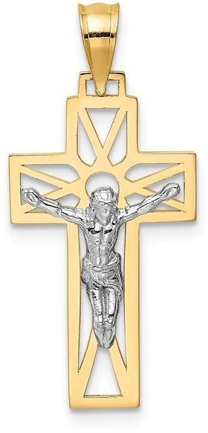 14k Yellow and White Gold Crucifix Pendant D3677