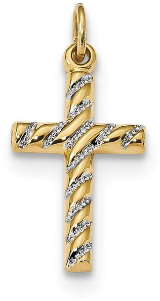 Gold-Plated 925 Sterling Silver Polished and Texture Cross Pendant