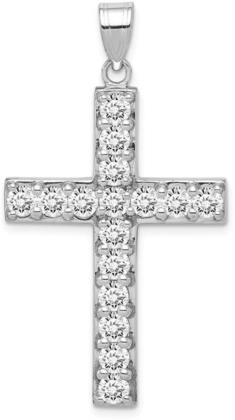 925 Sterling Silver Rhodium-Plated Cubic Zirconia Latin Cross