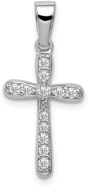 925 Sterling Silver Rhodium Plated Cubic Zirconia Cross Pendant