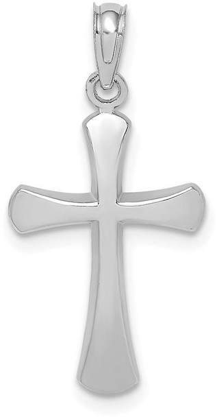 10k White Gold Polished Beveled Cross with Round Tips Pendant 10k8523W